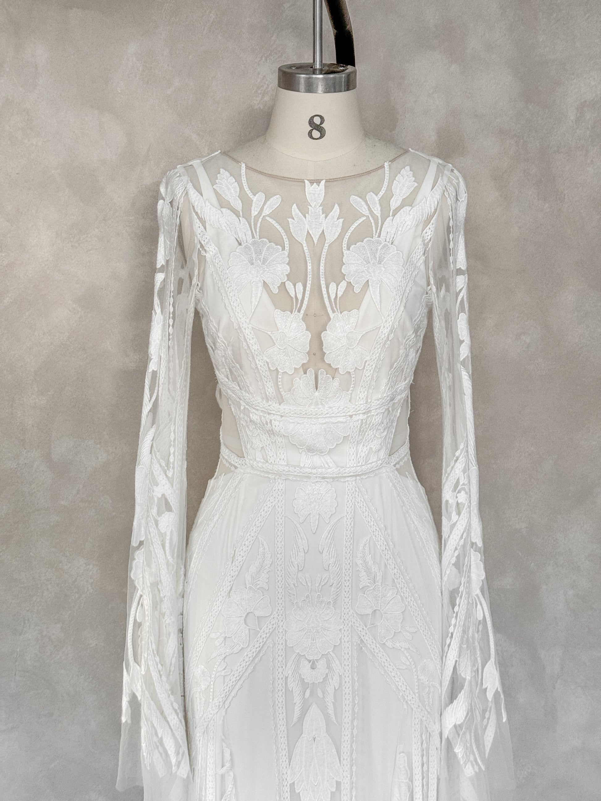 knee length dresses for ladies Detachable Flutter Sleeve Lace Mermaid Wedding Dress Light Ivory